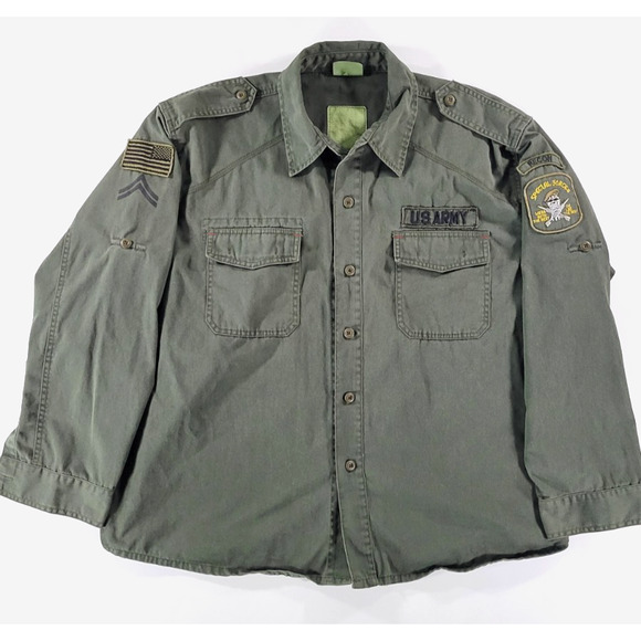 Vintage Rothco Patched Special Forces US Army Military Jacket Shirt Men's XL - Picture 1 of 11